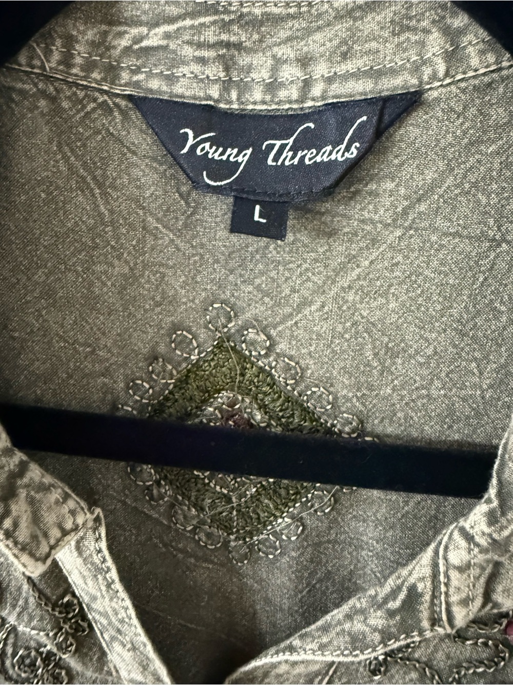Young Threads Embroidered Boho Button-Front Tunic - Picture 5 of 5